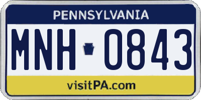 PA license plate MNH0843
