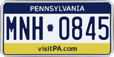PA license plate MNH0845