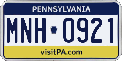 PA license plate MNH0921