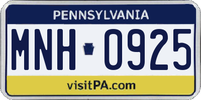 PA license plate MNH0925