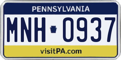 PA license plate MNH0937