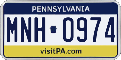 PA license plate MNH0974