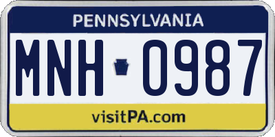 PA license plate MNH0987