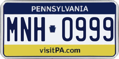 PA license plate MNH0999