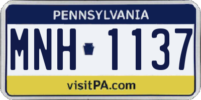 PA license plate MNH1137