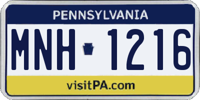 PA license plate MNH1216