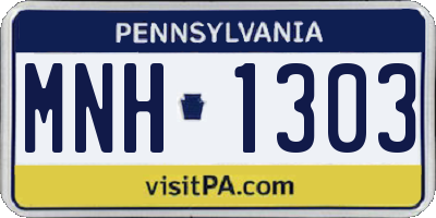 PA license plate MNH1303