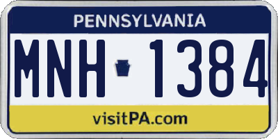 PA license plate MNH1384