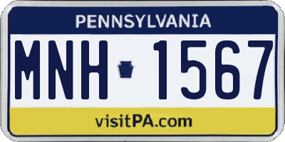 PA license plate MNH1567