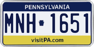 PA license plate MNH1651