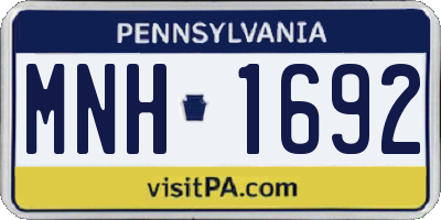 PA license plate MNH1692