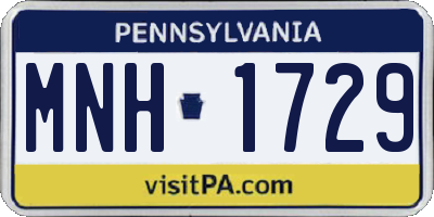 PA license plate MNH1729