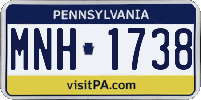 PA license plate MNH1738