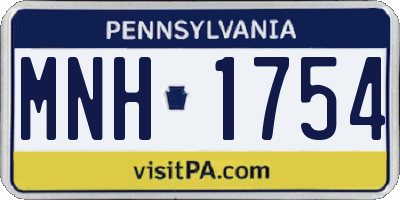 PA license plate MNH1754