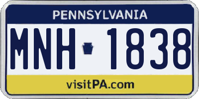PA license plate MNH1838