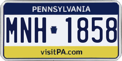 PA license plate MNH1858