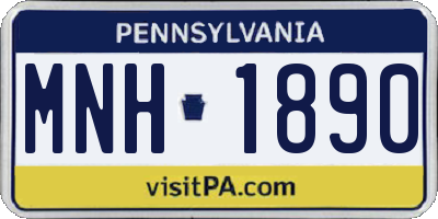PA license plate MNH1890