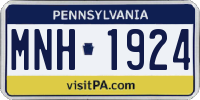 PA license plate MNH1924