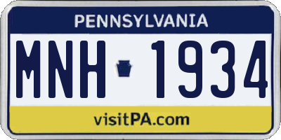 PA license plate MNH1934