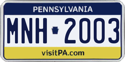 PA license plate MNH2003