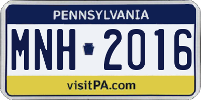 PA license plate MNH2016