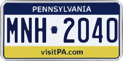 PA license plate MNH2040