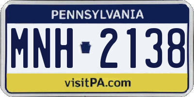 PA license plate MNH2138