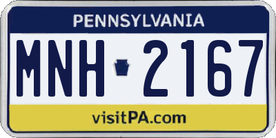 PA license plate MNH2167