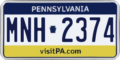PA license plate MNH2374