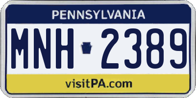 PA license plate MNH2389