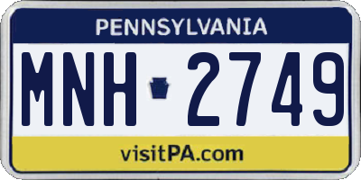 PA license plate MNH2749