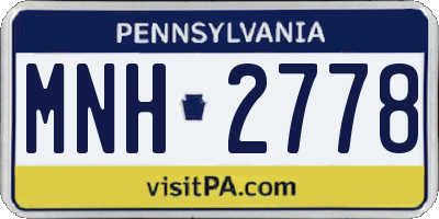 PA license plate MNH2778