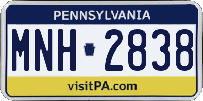 PA license plate MNH2838