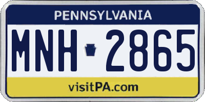 PA license plate MNH2865