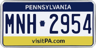 PA license plate MNH2954