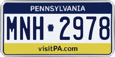 PA license plate MNH2978