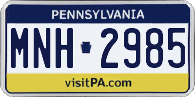 PA license plate MNH2985