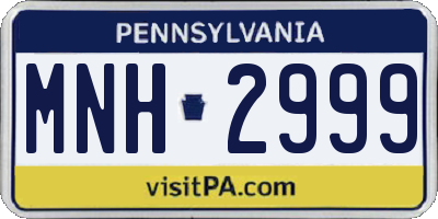 PA license plate MNH2999