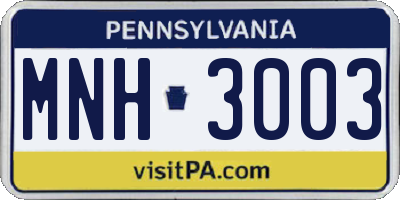 PA license plate MNH3003