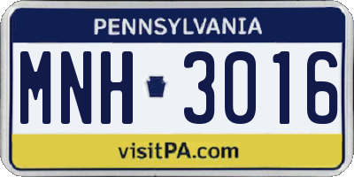 PA license plate MNH3016