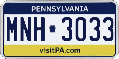 PA license plate MNH3033