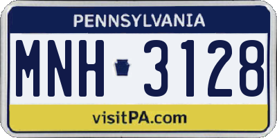 PA license plate MNH3128