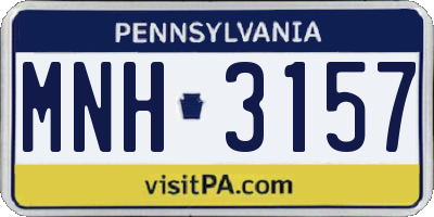 PA license plate MNH3157