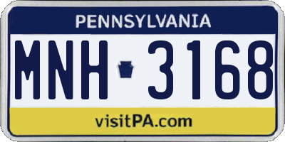 PA license plate MNH3168
