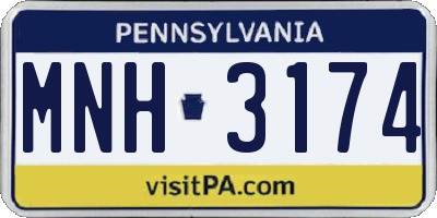 PA license plate MNH3174
