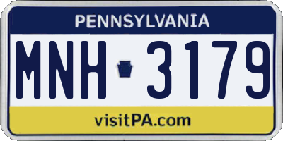 PA license plate MNH3179