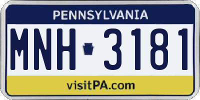 PA license plate MNH3181