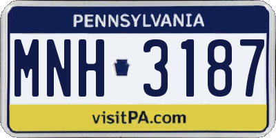 PA license plate MNH3187