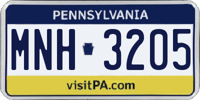 PA license plate MNH3205