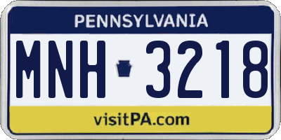 PA license plate MNH3218